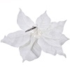 Χριστουγεννιάτικο Λουλούδι Αλεξανδρινό με Κλιπ Λευκό Βελουτέ Glitter 25cm