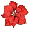Χριστουγεννιάτικο Λουλούδι Αλεξανδρινό με Κλιπ Βελουτέ Κόκκινο Στρας Glitter 25cm