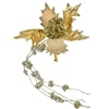 Χριστουγεννιάτικο Λουλούδι Αλεξανδρινό με Κλιπ Χρυσό Glitter με Γιρλάντα 22cm 