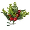 Χριστουγεννιάτικο Λουλούδι με Κλιπ Κλαδί Έλατο Κόκκινα Berries 9cm