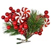 Χριστουγεννιάτικο Λουλούδι με Κλιπ Κλαδί Έλατο Κόκκινα Berries Γλειφιτζούρια 16cm