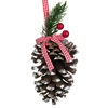 Χριστουγεννιάτικο Στολίδι Δέντρου Κουκουνάρι Καρό Φιόγκος Berries 15cm 