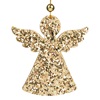Χριστουγεννιάτικο Στολίδι Δέντρου Ξύλινο Αγγελάκι Χρυσό Glitter 8cm