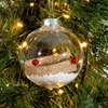 Χριστουγεννιάτικο Στολίδι Δέντρου Μπάλα Διάφανη Χιόνι Κορδέλα Λινάτσα Berries 8cm