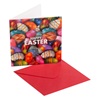 Πασχαλινή Κάρτα Ευχών Μίνι Αυγά Μήνυμα "Happy Easter" Glitter & Κόκκινος Φάκελος 9.5x9.5cm - 2 τμχ.