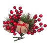 Χριστουγεννιάτικο Λουλούδι με Κλιπ Κλαδί Έλατου Κόκκινα Berries Δώρα Λινάτσα 23cm