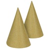 Καπέλα Χάρτινα Χρυσό Glitter 15cm - 6 τμχ.