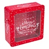 Χριστουγεννιάτικο Μετάλλικο Κουτί Κόκκινο με Παράθυρο 21x21x8.5cm