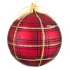 Χριστουγεννιάτικο Στολίδι Δέντρου Μπάλα Καρό Ματ Κόκκινη 8cm