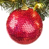 Χριστουγεννιάτικο Στολίδι Δέντρου Μπάλα Κόκκινες Παγιέτες 8cm