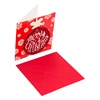 Χριστουγεννιάτικη Κάρτα Μικρή 3D Κόκκινη Μπάλα Glitter & Φάκελος 7x7cm - 2 τμχ.