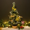 Χριστουγεννιάτικο Διακοσμητικό Επιτραπέζιο Δέντρο Γλάστρα Χρυσές Μπάλες Δώρα 20 LED - 50cm