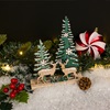 Χριστουγεννιάτικο Διακοσμητικό Ξύλινο Δάσος Πράσινο με Ελάφια 20cm
