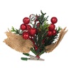 Χριστουγεννιάτικο Λουλούδι με Κλιπ Κλαδί Berries Κόκκινα Glitter Χάντρες 12cm 
