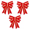 Χριστουγεννιάτικοι Διακοσμητικοί Φιόγκοι Κόκκινο Βελουτέ Χρυσή Γραμμή 14cm - 3 τμχ.