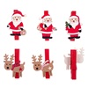 Χριστουγεννιάτικα Διακοσμητικά Μανταλάκια Ξύλινα Άγιος Βασίλης Τάρανδοι 5cm - 6 τμχ.