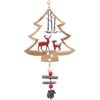 Χριστουγεννιάτικο Ξύλινο Κρεμαστό Δεντράκι Ελάφια Κουδουνάκια 57cm