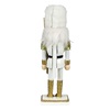 Χριστουγεννιάτικο Διακοσμητικό Ξύλινος Στρατιώτης Λευκή Χρυσή Στολή Glitter Γούνα Καπέλο 20cm