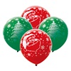 Χριστουγεννιάτικα Μπαλόνια Πάρτι με Τύπωμα Πράσινο Κόκκινο 30cm - 10 τμχ.