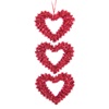 Διακοσμητικό Βαλεντίνου Κρεμαστό με 3 Καρδιές Κόκκινο Tinsel 56.5cm