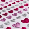 Αυτοκόλλητα Καρδιές Φούξια Ροζ Ασημί Glitter - 117 τμχ.