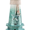 Διακοσμητικός Καλοκαιρινός Φάρος Ξύλινος Τυρκουάζ Κοχύλι Αστερίας Glitter 12.5x12.5x32.5cm