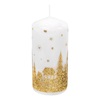 Κερί Κολώνα Χριστουγεννιάτικο Λευκό Χρυσό Glitter Έλατα Νιφάδες Ø5x12.5cm