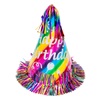 Καπέλο Πάρτι Χρωματιστό Foil Κρόσσια Ασημί "Happy Birthday" 26cm