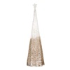Χριστουγεννιάτικος Διακοσμητικός Mεταλλικός Κώνος Αστέρι Λευκό Σαμπανί Glitter 43cm