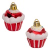 Σετ Χριστουγεννιάτικα Στολίδια Cupcake Κόκκινα Glitter 5.5cm - 4 τμχ.