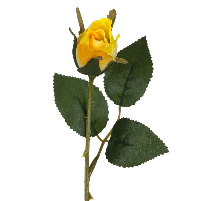 Λουλούδι Διακοσμητικό Τριαντάφυλλο Μπουμπούκι Κίτρινο 21 cm