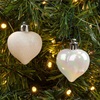 Σετ Χριστουγεννιάτικα Στολίδια Καρδιές Λευκές Ιριδίζουσες Ματ Glitter 5cm - 6 τμχ.