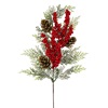 Χριστουγεννιάτικο Διακοσμητικό Κλαδί Έλατο Κουκουνάρια Κόκκινα Berries Glitter 57cm