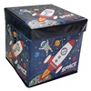 Κουτί Αποθήκευσης Σκαμπό Παιδικό Υφασμάτινο Μπλε Διάστημα 30x30x30cm - 24lt