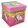 Κουτί Αποθήκευσης Σκαμπό Παιδικό Υφασμάτινο Ροζ Μονόκερος 30x30x30cm - 24lt