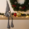 Χριστουγεννιάτικη Διακοσμητική Φιγούρα Καθιστός Άγιος Βασίλης Gnome Γκρι Πλεκτό Σκουφί 55cm