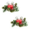 Σετ Ποτήρια Χριστουγεννιάτικα Κερί Κόκκινο Πευκοβελόνες 10x10x8cm - 2 τμχ. 