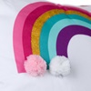 Μαξιλάρι Διακοσμητικό Λευκό Rainbow Glitter Πον Πον 40x40cm