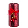 Κερί Κολώνα Χριστουγεννιάτικο Κόκκινο Glitter Φιόγκος Μπάλες Κόκκινες Ø7x15.5cm