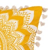 Μαξιλάρι Καλοκαιρινό Βαμβακερό Μουσταρδί Λευκό Mandala Φούντες 45x45cm