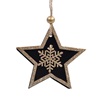 Χριστουγεννιάτικο Στολίδι Δέντρου Αστέρι Ξύλινο Μαύρο Βελούδο Νιφάδα Χρυσό Glitter 8.5cm