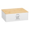 Κουτί Αποθήκευσης Μεταλλικό Λευκό Ξύλινο Καπάκι 30x22x10.5cm