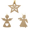 Χριστουγεννιάτικα Στολίδια Δέντρου Ξύλινα Σαμπανί Glitter Αστέρια Αγγελάκια 3.5cm - 8 τμχ.