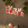 Πασχαλινή Κρεμαστή Ξύλινη Διακοσμητική Ταμπέλα Easter Λαγός Κότες Χρυσό Glitter 23x10cm