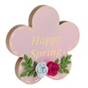 Πασχαλινό Ξύλινο Επιτραπέζιο Διακοσμητικό Λουλούδι Ροζ Happy Easter 15x1.5x15cm