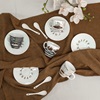 Σετ Φλιτζάνια Καφέ Κεραμικά Λευκά με Διάφορα Σχέδια με Πιατάκια & Κουταλάκια 90ml - 4 Σετ