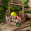 Πασχαλινό Διακοσμητικό Ξύλινο Καλάθι Φράχτης Λαγουδάκια Ταμπέλα Easter 10x7x12cm