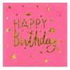 Χαρτοπετσέτες Πάρτι Ροζ Χρυσό Foil Happy Birthday 33x33cm - 12 τμχ.