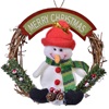 Χριστουγεννιάτικο Διακοσμητικό Ξύλινο Στεφάνι Χιονάνθρωπος Merry Christmas 15cm
