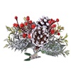 Χριστουγεννιάτικο Λουλούδι με Κλιπ Κλαδί Έλατο Χιονισμένο Kουκουνάρια Κόκκινοι Καρποί 10cm